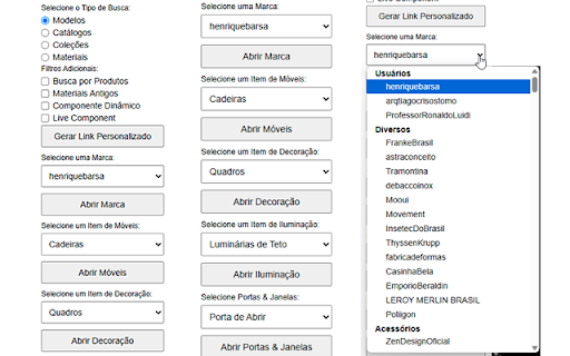 Barsa 3D Warehouse :: Extensão para abrir filtros do 3D Warehouse na aba atual.