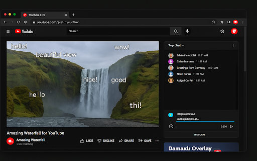 Danmaku Overlay for Youtube :: Shows YouTube Live chat messages as flying bullet comments over the video player.
