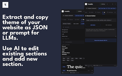 Tweaklify :: Fast DOM prototyping & live style editing — click any element to inspect and tweak it instantly.