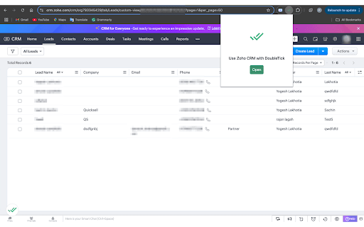 DoubleTick for Zoho CRM & LeadSquared :: Use DoubleTick to chat directly with your leads from Zoho CRM and LeadSquared, without leaving your CRM dashboard.