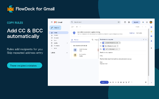 FlowDeck for Gmail :: Keeps Gmail workflows moving with safer inbox actions, copy rules, and clearer replies.
