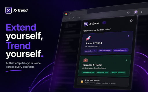 X-Trend :: AI writing co-pilot for content creators and businesses. Captions, rewrites, hashtags, reviews and more — instantly.