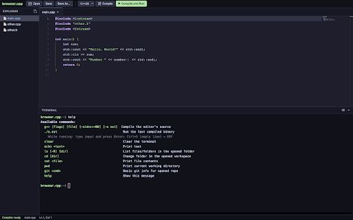 browser.cpp :: In-browser C++20 IDE powered by Monaco Editor and WASM Clang
