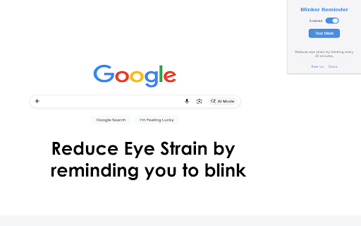 Blinker Reminder :: Reminds you to blink every 20 minutes with a gentle screen blink.