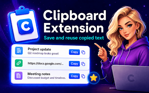 Clipboard Extension :: Use Clipboard Extension to save clipboard history, manage clips in a clipboard app, and improve copy and paste app workflows.