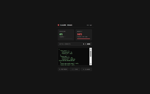 Claude Usage Monitor :: Shows your Claude session and weekly usage in the toolbar