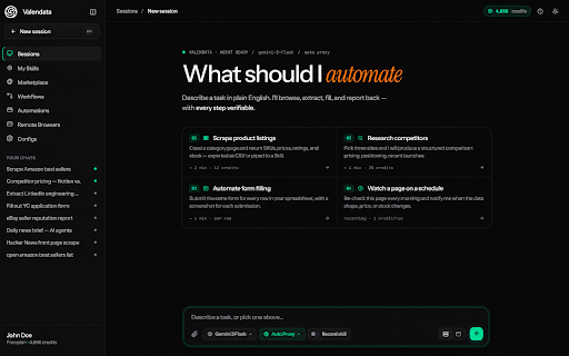 Valendata AI Browser Operator :: The elite AI-powered browser operator for your personal session. Powered by Valendata.