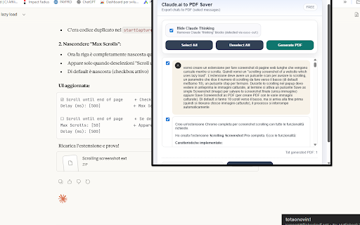 Claude to PDF Saver :: Export Claude conversations to PDF with selective questions and answers.