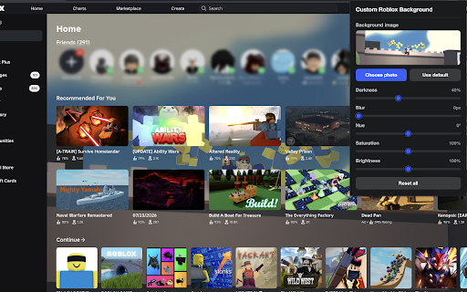 Custom Roblox Background :: Set a custom background image on Roblox with darkness, HSL, and blur controls.