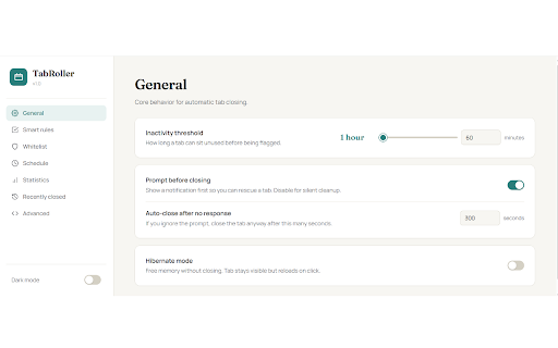 TabRoller :: Automatically close unused tabs with smart prompts. Save memory and reduce tab clutter.