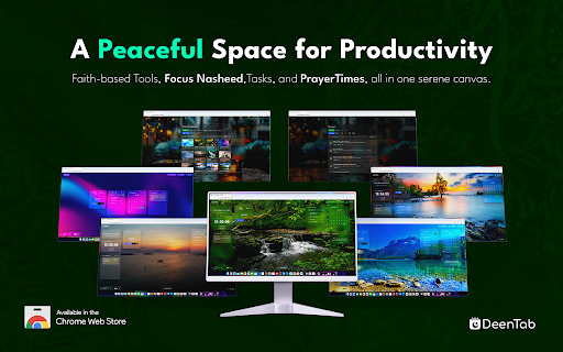 DeenTab – Halal Productivity Dashboard for Focus & Faith :: A peaceful productivity dashboard with Islamic tools — Quran, prayer times, to-dos, audio, and more — all in one place.