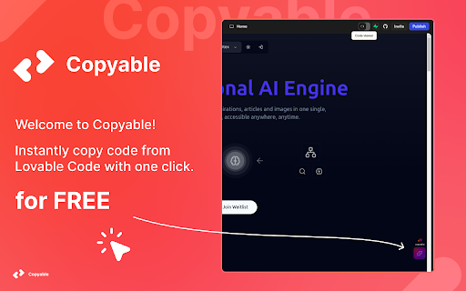 Copyable : Lovable code copy extension :: Copy any project's source code with one click from Lovable Code using this extension - developed by shihab soft.