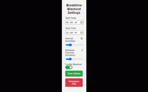 Breaktime Blackout :: An extension to blackout your screen at set intervals.