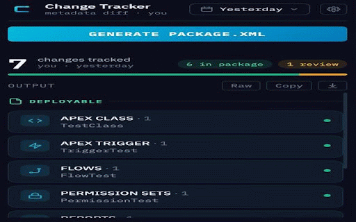 Salesforce Change Tracker :: Track the metadata you changed in Salesforce and build a deployable package.xml