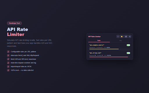 API Rate Limiter :: Simulate API rate limiting by intercepting fetch/XHR requests and returning configurable error responses.