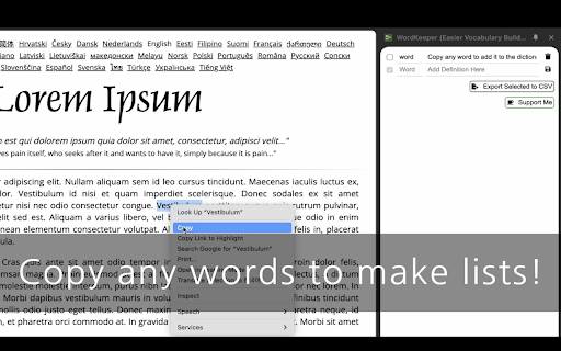 WordKeeper (Easier Vocabulary Builder) Language Learning :: A Chrome Extension that Makes Building Vocabulary Lists Easier