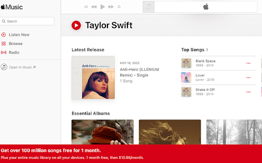 Apple Music(iTunes) Web Player :: Unofficial Apple Music(iTunes) Player Search Extension.