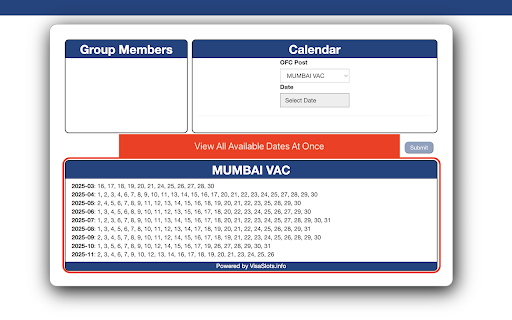 VisaSlots.info :: Crowdsourced Visa Slot Availability