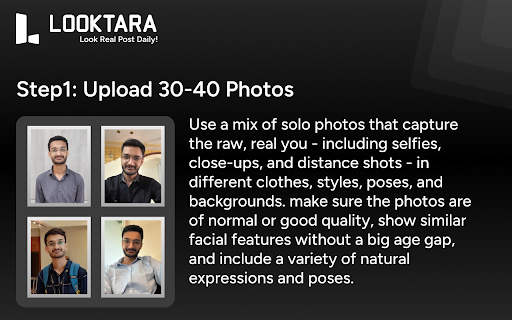 Looktara :: Looktara: Your AI-powered personal photographer delivering studio-quality, real photos in seconds—no filters, no studio, just you.
