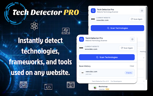 Tech Detector Pro :: Detect technologies powering any website — frontend, backend, CMS, analytics & more