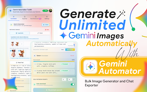 Gemini Automation Toolkit - Automate, Export & Download :: Automate, export & download your Gemini workspace. Features AI Automator, Chat Exporter, Bulk Downloader, and Watermark Remover.