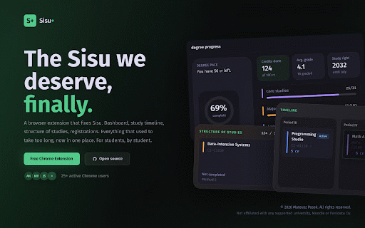 Sisu :: Sisu, but usable. Cleaner UI, study timeline, and Moodle sync; works with any university running Sisu.