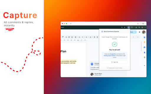 Docs Comment Exporter :: Export Google Docs comments to CSV, Markdown, or JSON - in one click.