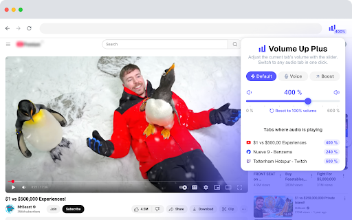 Volume Up Plus :: The extension allows you to control volume and amplify sound in the browser up to 600%.