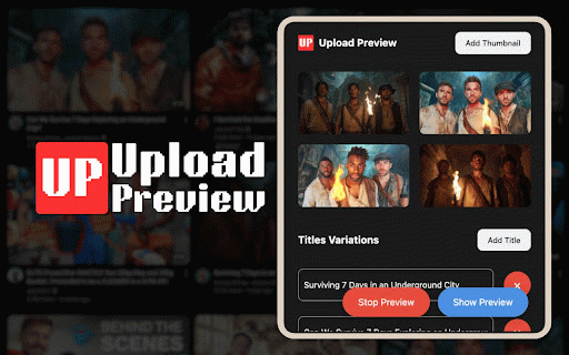 Upload Preview - FREE Youtube™ Titles & Thumbnails Preview :: See your thumbnail and title on YouTube™ homepage before you hit publish, so you know it can grab attention and have better CTR