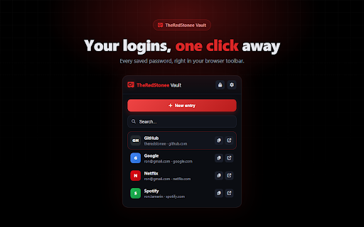 TheRedStonee Vault :: Ende-zu-Ende-verschlüsselter Passwort-Manager — Autofill für den TheRedStonee Vault.