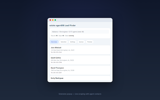estate-agentDB Lead Finder :: Find real estate agent leads with phone numbers, addresses, and websites.