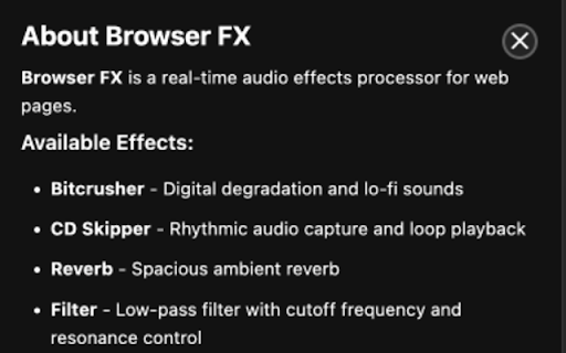 Browser FX :: Chrome extension that applies real-time audio effects to browser tabs