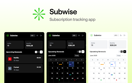 Subwise - Subscription Manager :: Track, manage, and get reminded about your subscriptions. Never get charged unexpectedly again.