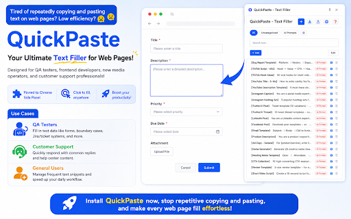 QuickPaste - Text Paste & Form Filler :: One-click quick text pasting! Support card management, categories, data backup, privacy-first local storage