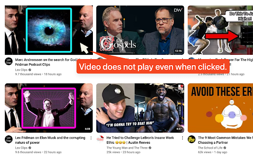 YouTube Video Blocker :: Prevents YouTube video playback on click