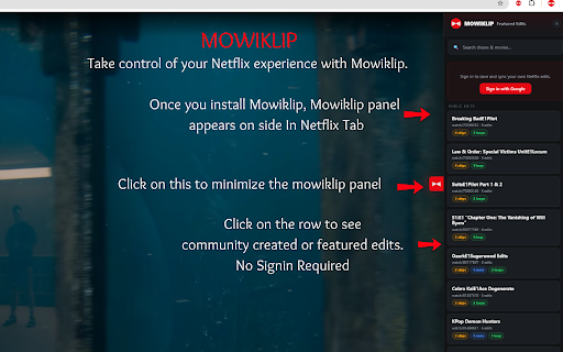 MowiKlip – Custom Scene Controls for Netflix :: Personalize Netflix with custom skip, mute, and loop controls. Explore community edits or create and share your own.