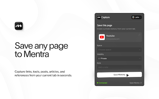 Mentra Capture :: Save pages and selected text to Mentra as memories.