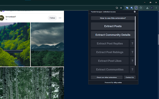 Tumblr Scraper: Export Posts, Communities, Likes & more :: Scrape Posts, Reblogs, Replies, and more from Tumblr, with options to export in formats such as CSV, Excel, JSON and others