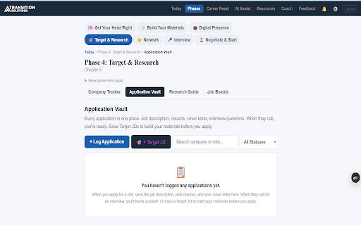 Transition Solutions Job Saver :: Save job listings to your Transition Solutions Application Vault in one click.