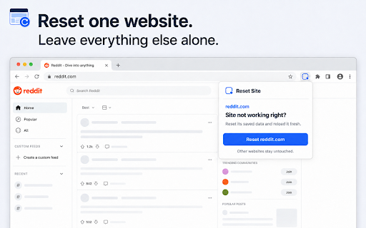 Reset Site :: Reset the current website without clearing data from other websites.