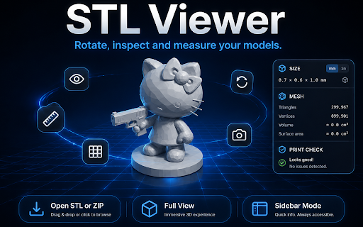 STL File Viewer :: Open .stl files in your browser. Use this stl file viewer to view stl online and size-check any 3d model. No upload, fully offline.