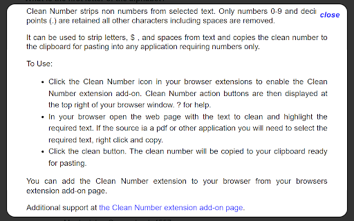 Clean Number :: Clean Number strips non numbers and spaces from text for digit only copy and paste.