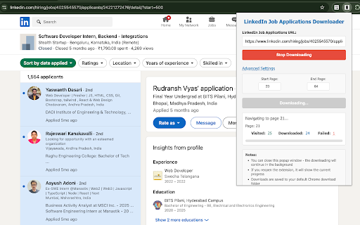 HumanBit LinkedIn Applications Downloader :: Download resumes from LinkedIn job applications