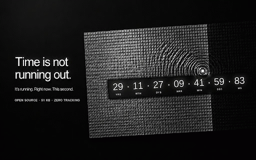Aevum - Confront time. Live fully. :: Transform every new tab into a contemplative visualization of time. A living grid and precision chronometer reflecting your life.