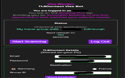 Visa Warden :: TLSContact automatic appointment booker