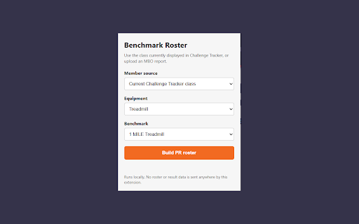 OTF Benchmark Roster :: Builds a local benchmark PR roster from Challenge Tracker or an MBO attendance export.