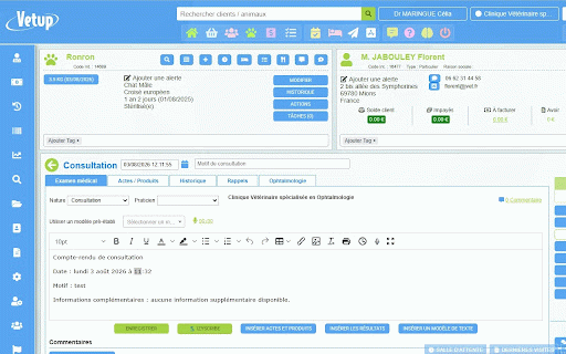Connecteur izyScribe pour Vetup :: Transfère le contexte d'une consultation Vetup vers izyScribe et récupère le compte-rendu dans l'examen médical.