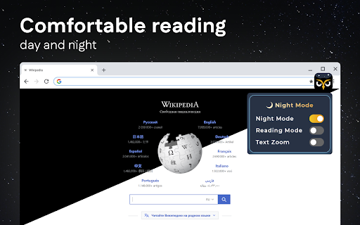 Night Mode :: Enable Night Mode for Chrome browser with sleek dark mode theme, chrome night mode, eye-friendly yellow filter & font size controls