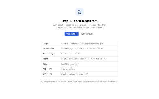 Sheaf — Local PDF Workbench :: Merge, split, reorder, rotate and convert PDFs entirely on your machine. Nothing is ever uploaded.