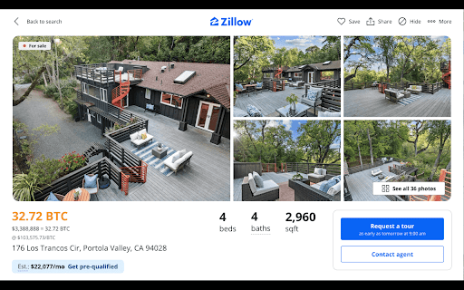 Horizon - Home Values in Bitcoin :: Shows home values in Bitcoin on Zillow and Redfin